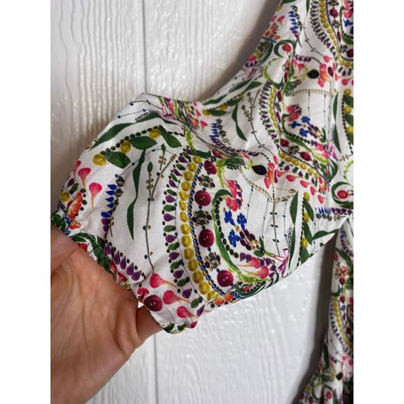 CYNTHIA ROWLEY Silk Floral Babydoll Mini Dress US 4 - Picture 12 of 16